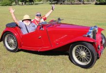Classic cars line up
