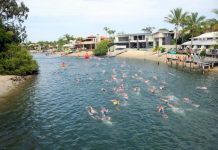 Beach start for triathlon