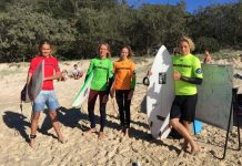 Surfers are waving the way