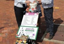 Mower man pushes through