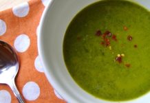 Organic leek, potato and kale soup