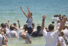 Waves of cheers of joy