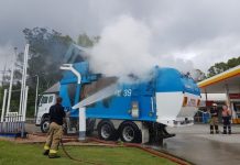 Truck cardboard fire raises alarm