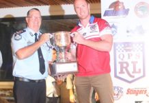 Police battle it out on the field