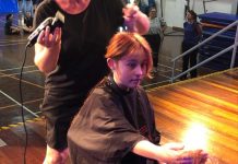 Students shave for a cure