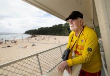 Ron’s service in the surf