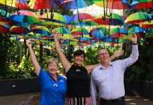 Hundreds of rainbow umbrellas light up The Ginger Factory