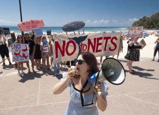 Protest calls for shark net removal