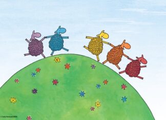 Where is the green sheep?